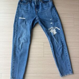 Levi's Blue Distressed Ankle Jeans
